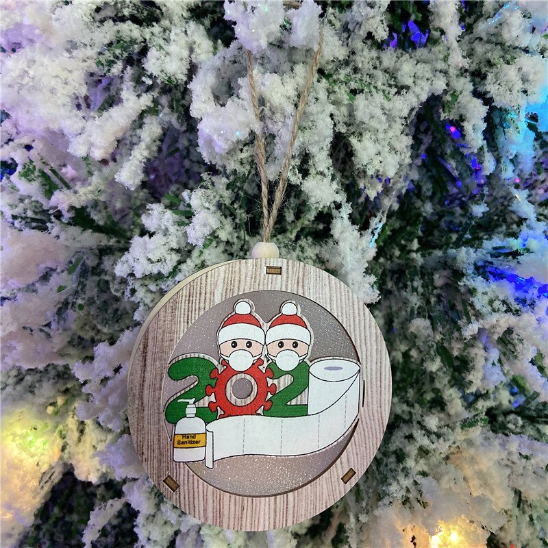 Adornos navideños luminosos, luz Led de madera, decoración colgante de adorno colgante de árbol de Navidad para miembros de la familia: 2
