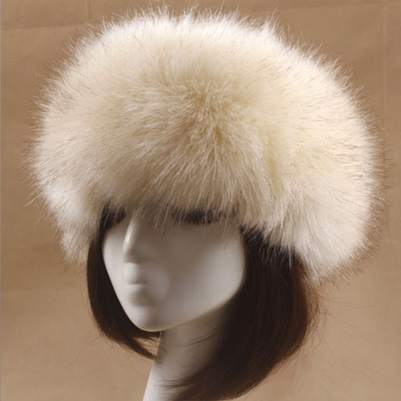 Winter Dikke Harige Haarband Fluffy Russische Faux Fur Vrouwen Meisje Bont Hoofdband Hoed Winter Outdoor Earwarmer Ski Hoeden Hoofddeksels