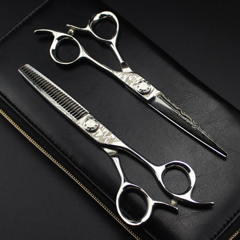 Damascus steel 6 '' cut hair scissors hair cutting barber makas haircut thinning shears set hairdressing scissors