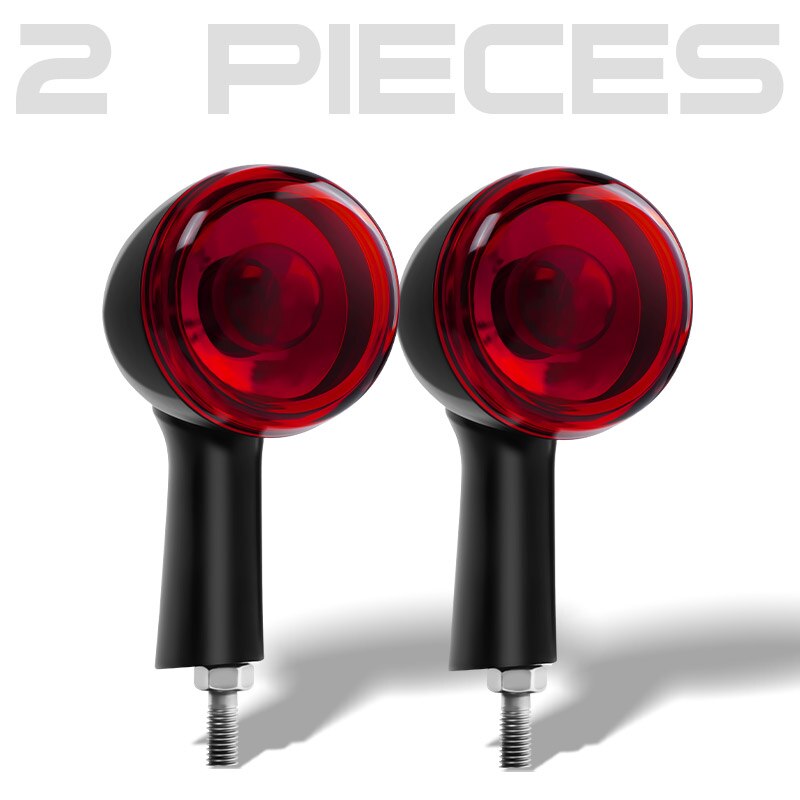 12V Motorcycle Rear Turn Signals Aluminum Blinker Amber Red LED Brake Lights Indicators Lamp For Sportster XL883 XL1200 1992-up: Red