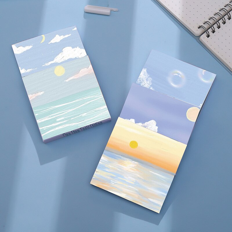 30 Sheets Cartoon Oil Painting View Memo Pad Posted It Sticky Notes Planner Sticker Notepad School Supplies Kawaii Stationery