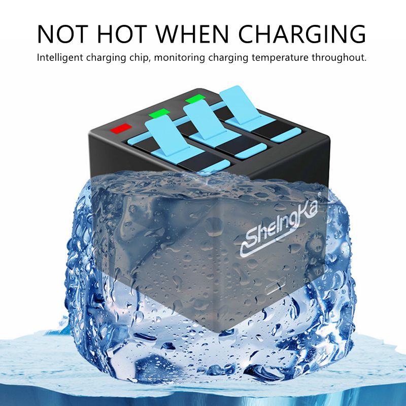 Original SheIngKa Hero8/7/6/5 Smart IC Battery+3 Slot Storage Charger For GoPro Hero 5 6 7 Hero 8 Black Battery Accessories