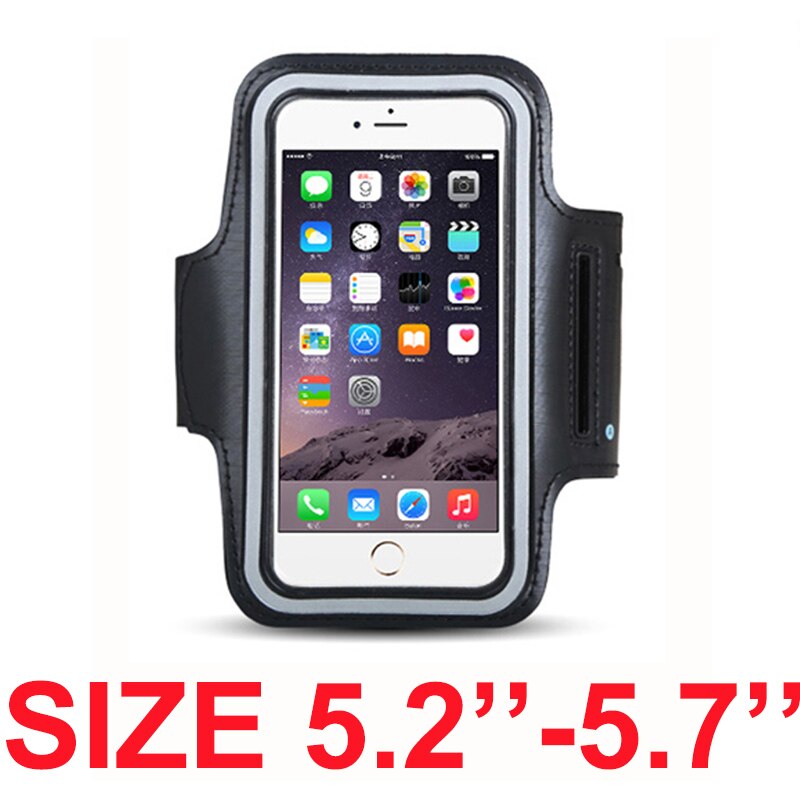 Brazalete de tamaño 4 '4,5' 4,7 '5' 5,5 '6 inch deportes celular carcasa de teléfono con soporte para Artel P5 U4 Uhans S1 A101 H5000 U300 S3 MX i8 A6: Size 5.2--5.7(black)