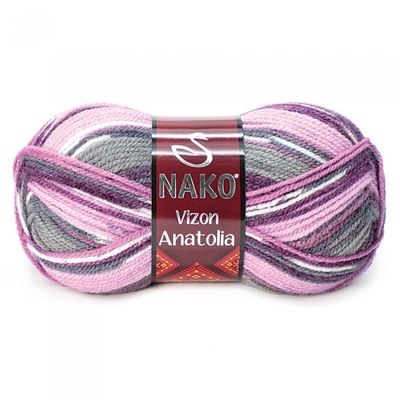 Nako Vizon Anatolia Yarn Dıy Knitting Rope Yarn Multicolor Shawl Cardigan Scarf beanie colored rope Soft 100% Premium Acrylic: 81028