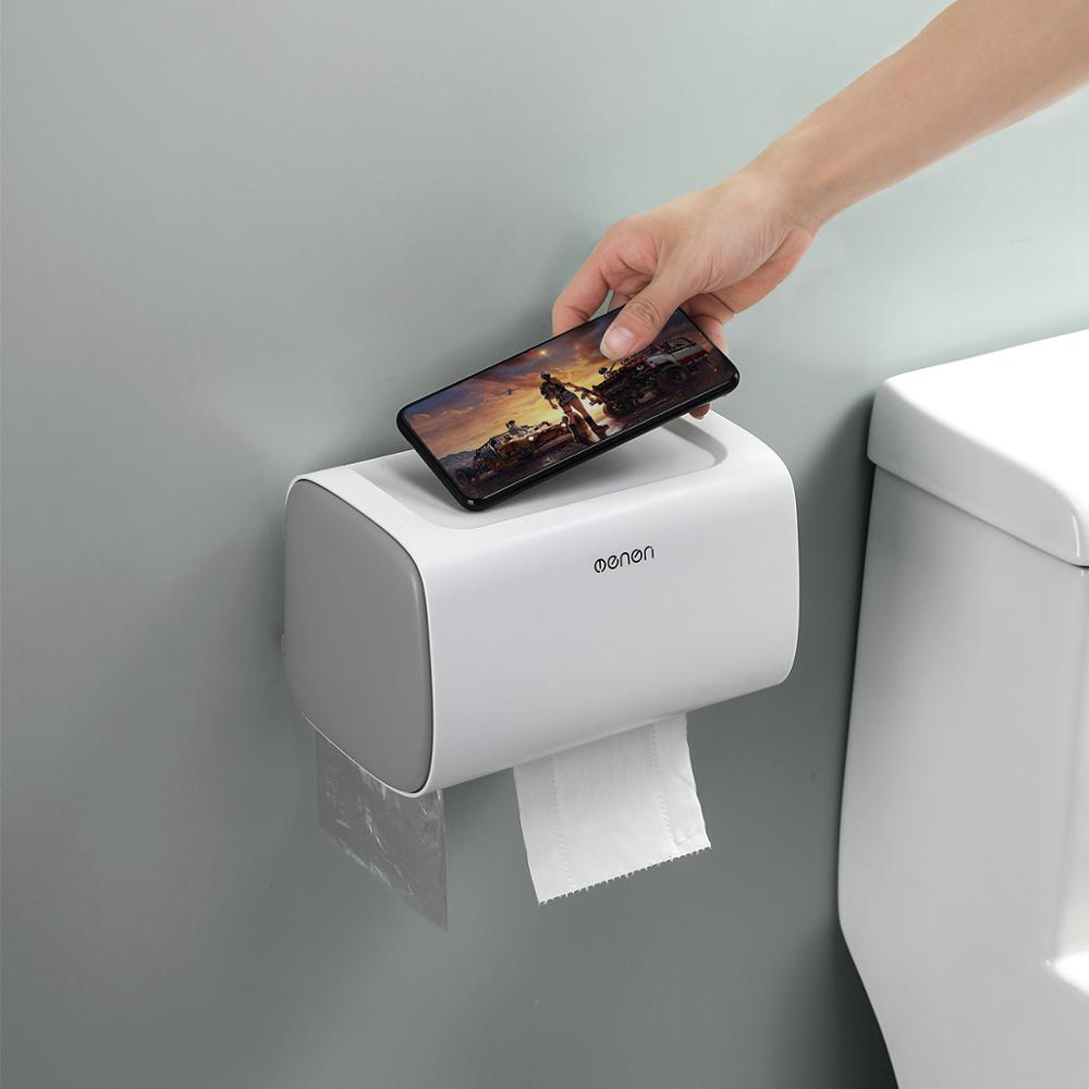 Waterproof Wall Plastic Mount Toilet Paper Shelf Bathroom Shelf Storage Box Portable Toilet Roll Holder