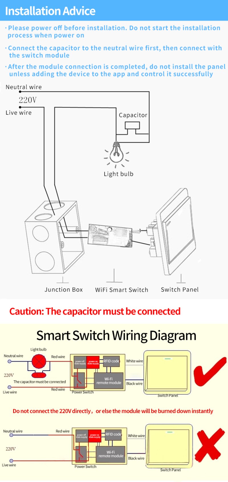 eWeLink WIFI Light Switch Module 180-240V DIY Smart Wifi Switch Single Fire Switch Modification Module No Neutral Wire Needed