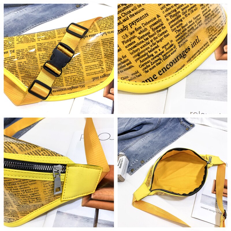 Dames letter print pvc heuptas heuptas reis heuptas portemonnee borsttas