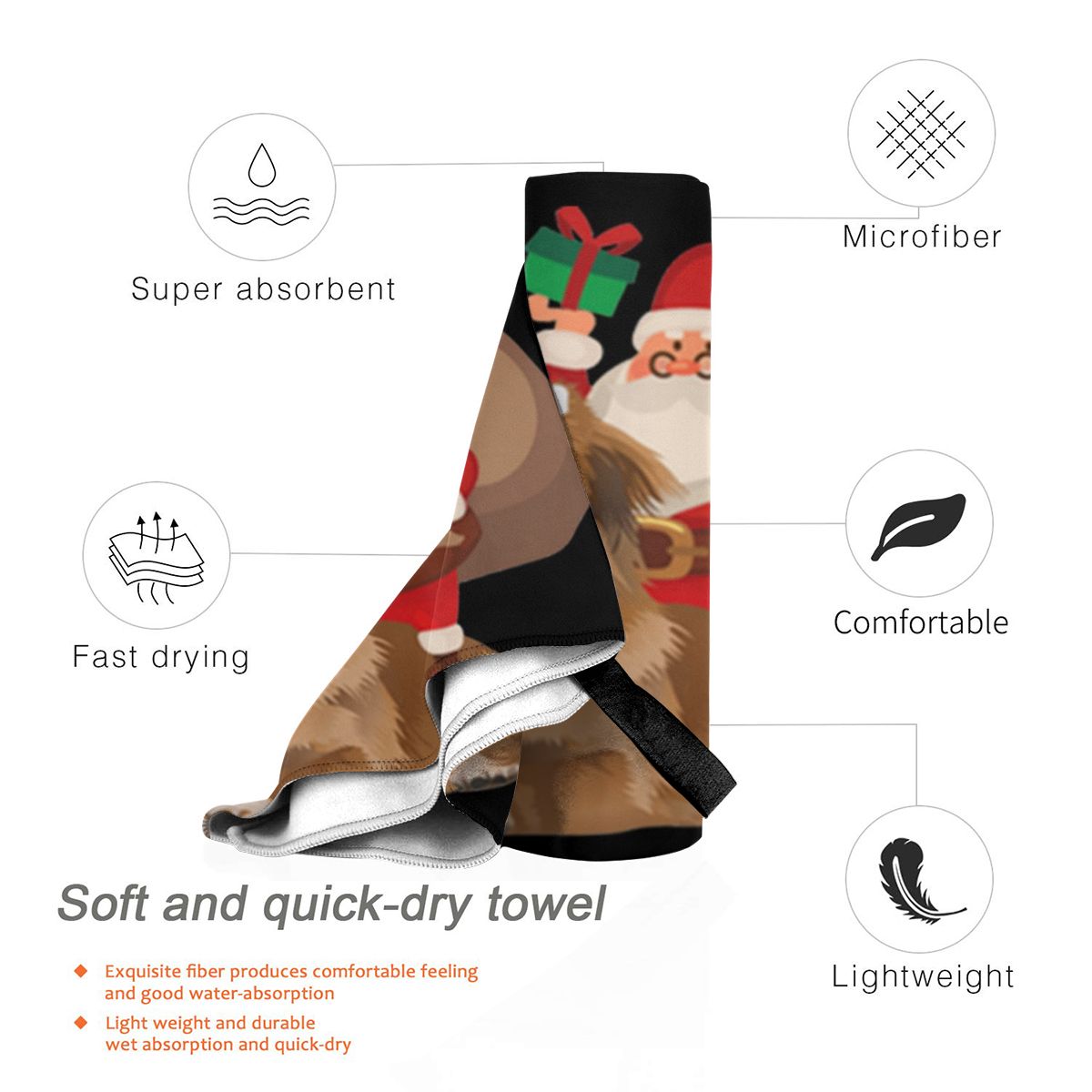 Top Santa Rijden Pekinees Kerst Pyjama Jongen Klassieke Geïnteresseerd Westerse Stijl Ontwerpen Strand Badhanddoek