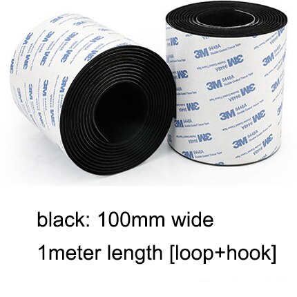 Breedte 100/110Mm Sterke Zelfklevende Klittenbandsluiting Tape Nylon Sticker Plakband Met 3M lijm 1 Meter/partij: 100mm  black