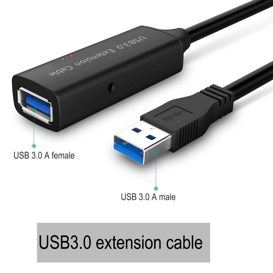 Active USB 2.0/USB 3.0 extension cable cord 10m 15M 5M USB extension cable with amplifier/booster for PC laptop: 5M / USB 3.0