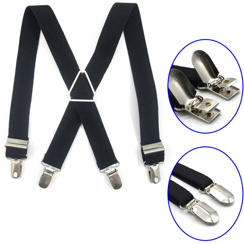 4 Clips Schwarz Farbige herren Hosenträger Für Männer 2,5 cm frauen Hosen Mit Einstellbare Hosenträger Grau