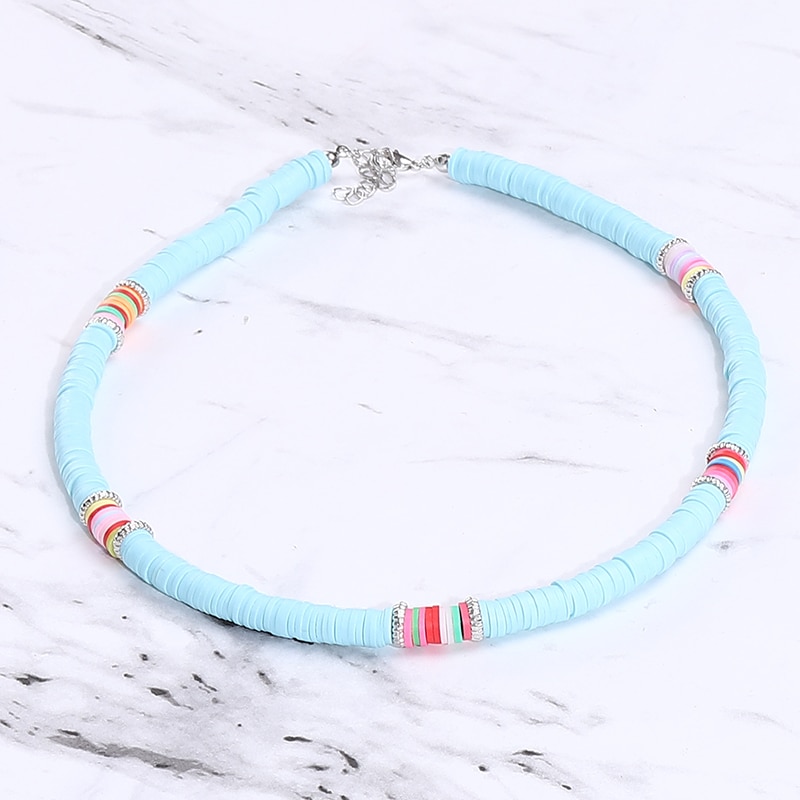 G. Ycx 6 Mm Strand Heishi Kralen Kraag Kettingen Regenboog Gestreepte Polymeer Klei Strand Surfer Ketting Choker Voor Vrouwen Meisje