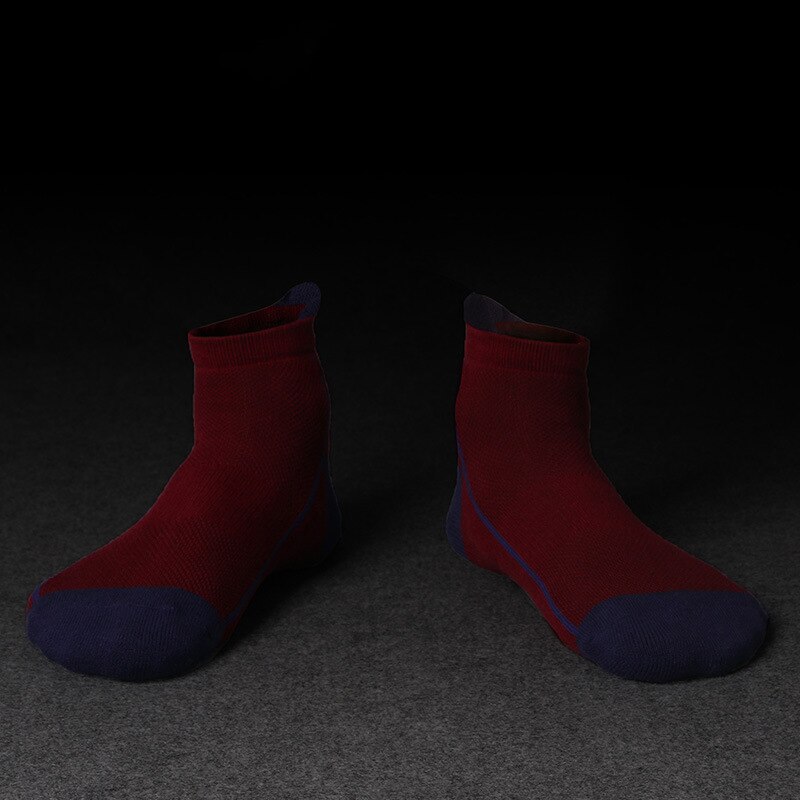 5 paires Hommes Chaussettes Courtes En Coton Printemps été Mince Chaussettes De Sport Maille Décontracté Basket-Ball En Plein Air Chaussettes Pour Hommes: Wine red