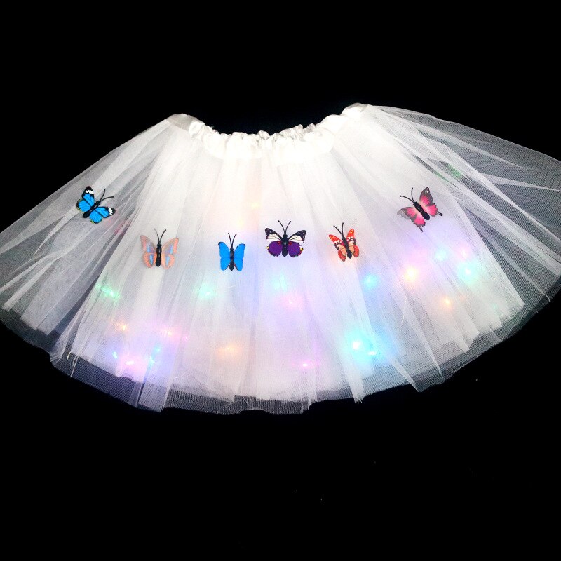 Tutú con luz de mariposa para niña, falda LED, corona de flores brillantes, diadema para , bola mágica, disfraz de Hada de Ángel, de cumpleaños y Navidad