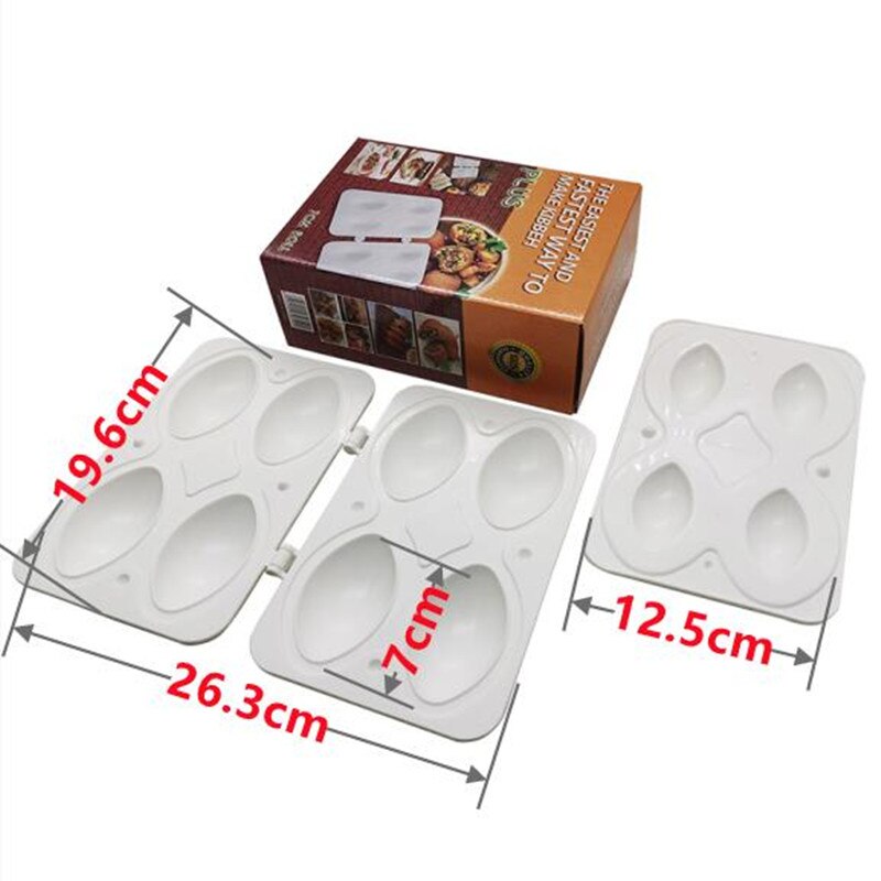 Stampo per polpette in plastica, creatore di polpettone strumenti per la stampa stampo fai-da-te cucina polpette ripiene fatte in casa creatore per tariffa crostate fritte: 4 Holes