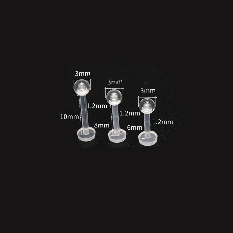 10PC/set Clear Acrylic Lip Rings Monroe Labret Studs Piercing Jewelry Bioflex Ear Tragus Helix Earring Retainer 6/8/10mm