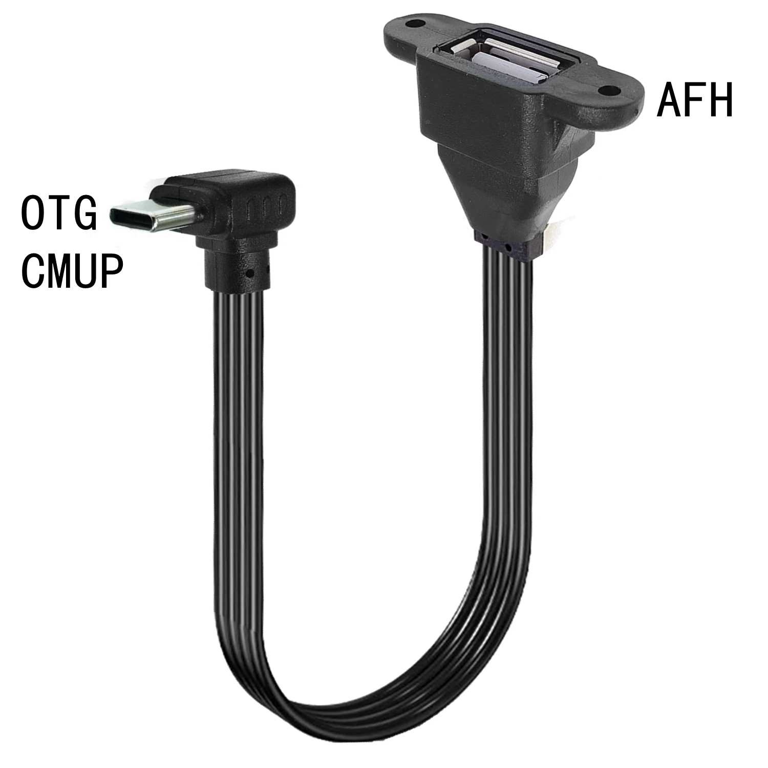 Flat C-type USB to OTG USB cable,Suitable for phones and computers function on TYPE-C 90 degree male to USB 2.0 female adapter: green / 0.2M