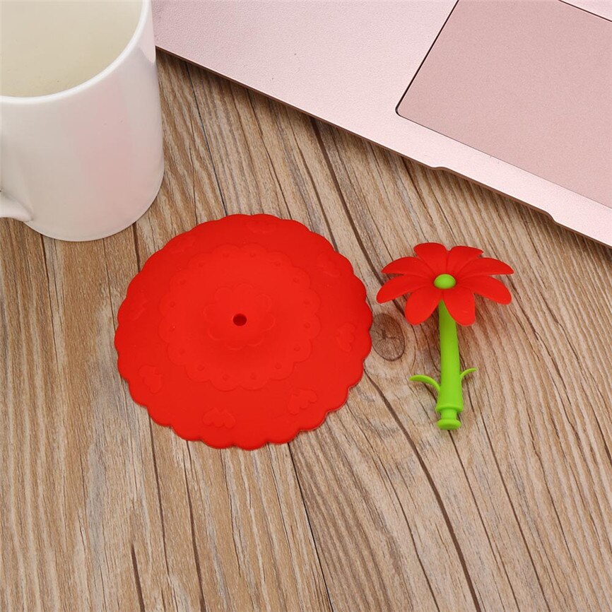 DIY Leuke Zonnebloem Kant Stof Herbruikbare Siliconen Cover Cup Gratis Splicing Thermische Isolatie Cup Seal Cover 0935