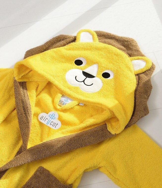 winter Spring Yellow Lion Dressing Gown Bathrobe Hooded-Eared Cotton 3 - 4 - 5 Years Old