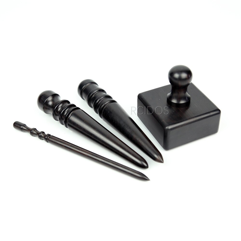 Sandalwood Grinding rod,4 mills Ebony Wood leather tip side border burnisher,leather side polish wood bar: 1set