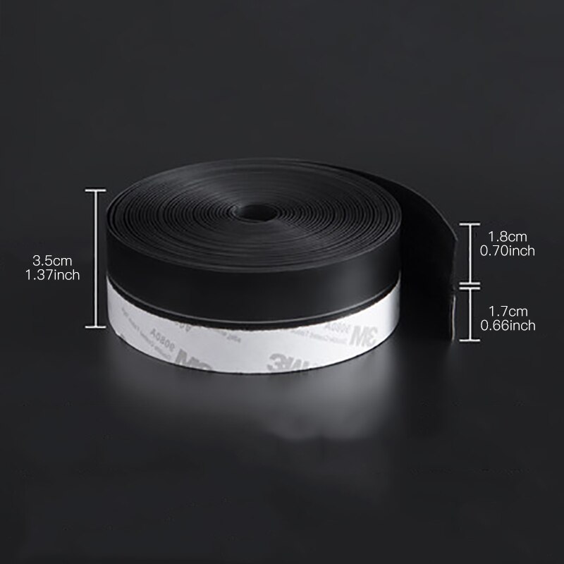 3 Meter Zelfklevende Deurafdichting Strip Siliconen Onderkant Deur Seal Geluidsdichte Deur Windows Weer Strippen: Black / 45 Mm