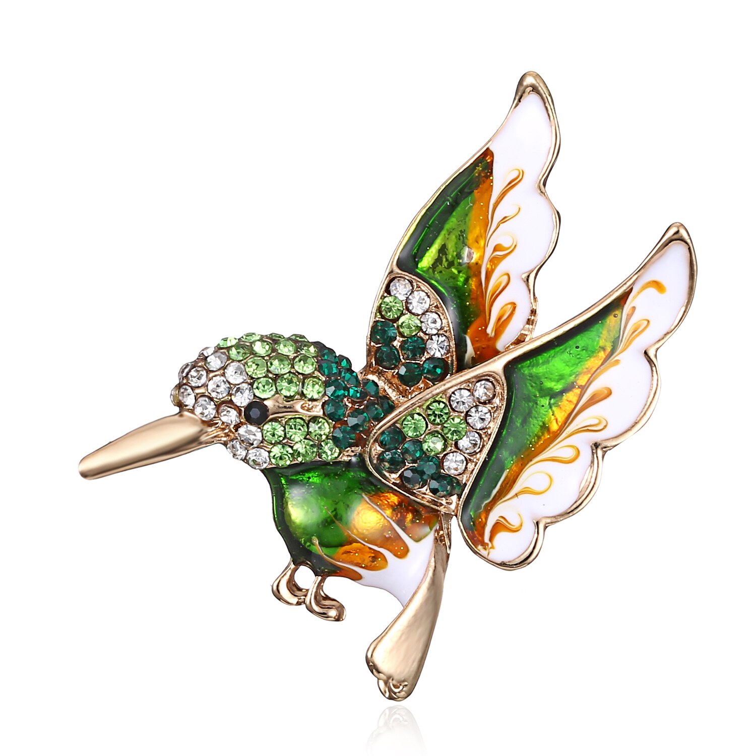 Rinhoo – broche d'oiseau volant en strass pour femmes, perles rondes, Animal, colibri, Badge Corsage: Imitation plaquée rhodium