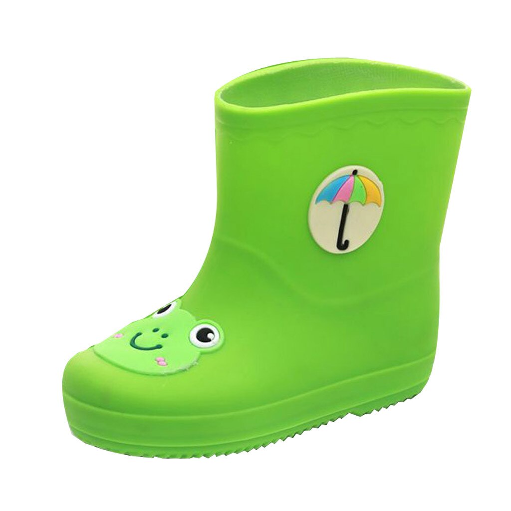 Enfants botte de pluie enfant en bas âge grands enfants bébé filles garçons mignon dessin animé imperméable botte de pluie Wellies chaussures de enfants chaussures: Green  / 34