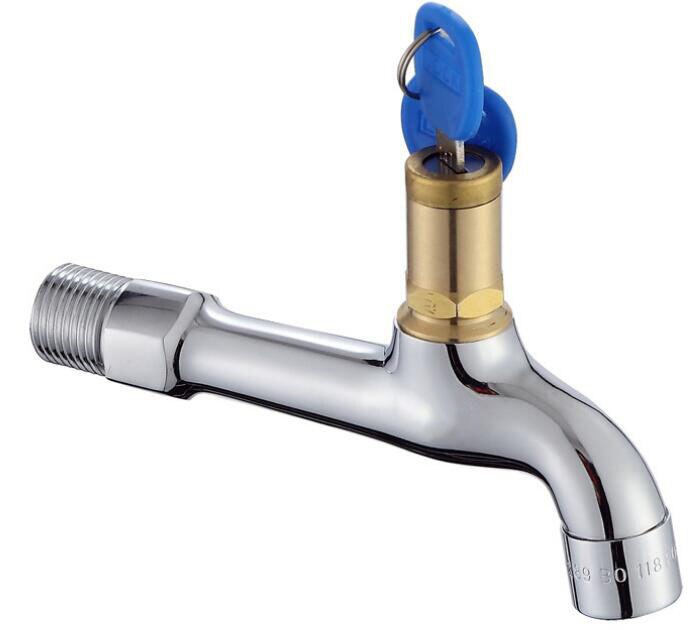 Outdoor With Lock Fast Open Faucet Mop Pool Longer Washing Machine G1/2 Anti-theft Faucet Brass Garden Tap: Mop Pool-L