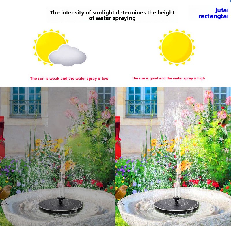Solar Fountain Outdoor Garden Water Feature Floating Bird Bath No Electricity Needed