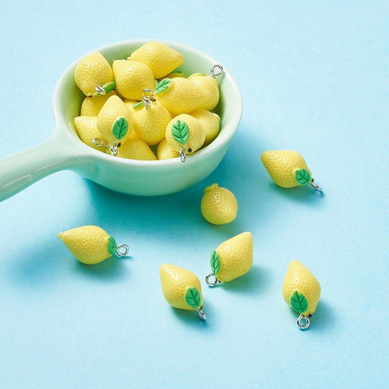 10Pcs 20*12Mm Hars Citroen Bedels Voor Diy Sieraden Maken Oorbellen Ketting Hanger Handgemaakte Sieraden Accessoires