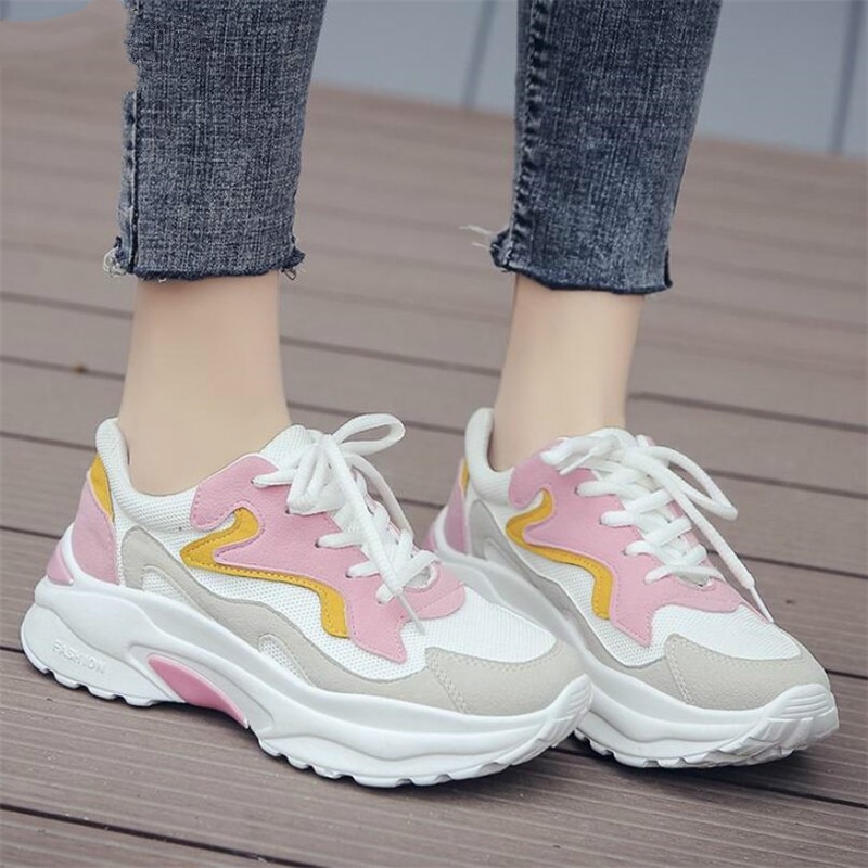 Dam skor höst sneakers dam plattform dam skor andas mesh dam vulkaniserade skor  t902