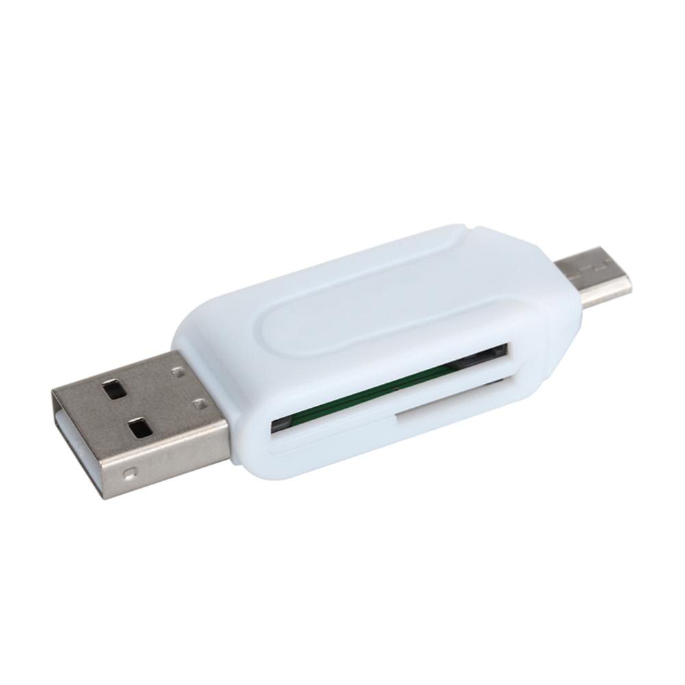 1pc 2 in 1 USB 2.0 OTG Speicher Kartenleser Adapter Universal Micro USB TF SD Kartenleser für PC telefon Computer Laptop: White