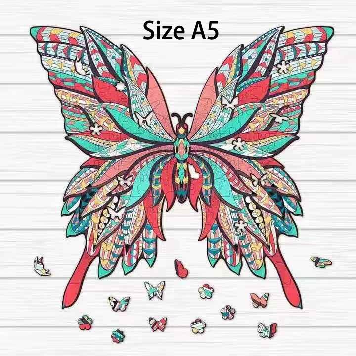 Dinosaur Butterfly Wooden Jigsaw Puzzle Wooden Puzzle Puzzles For Adults Toys Kids Christmas Toy Wooden Games Educational G I3X3: Butterfly A5