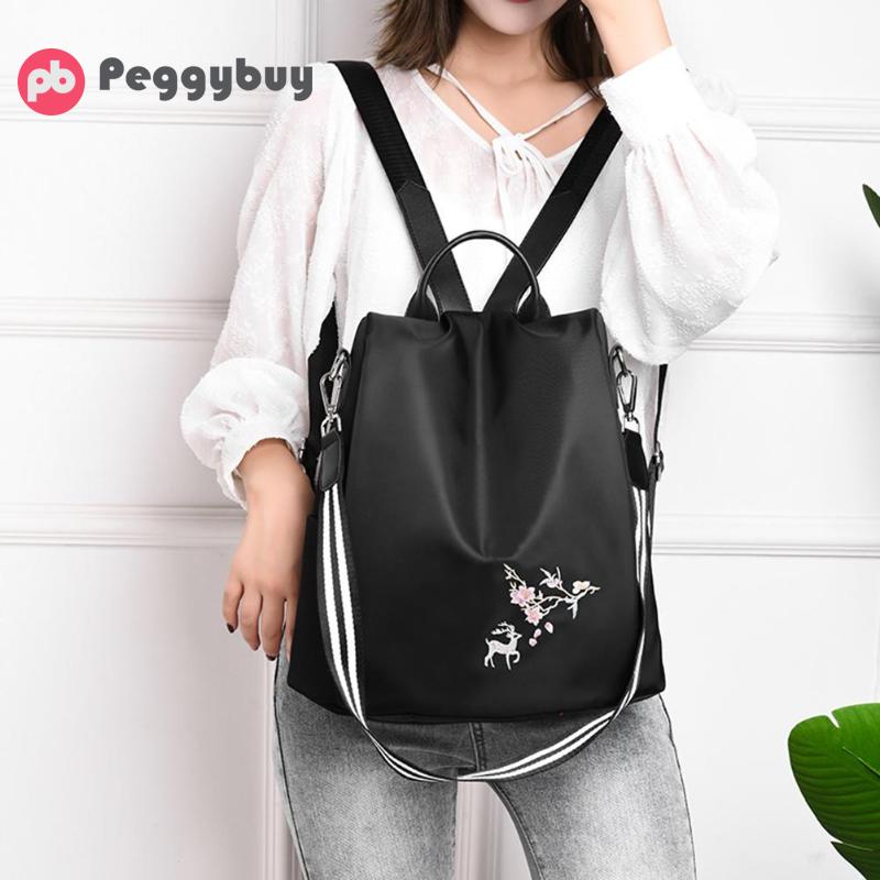 Frauen Schwarz Oxford Multi-funktion Rucksack Weibliche lässig Schule Schulter Tasche Mädchen Jahrgang Reise Anti-diebstahl Tornister