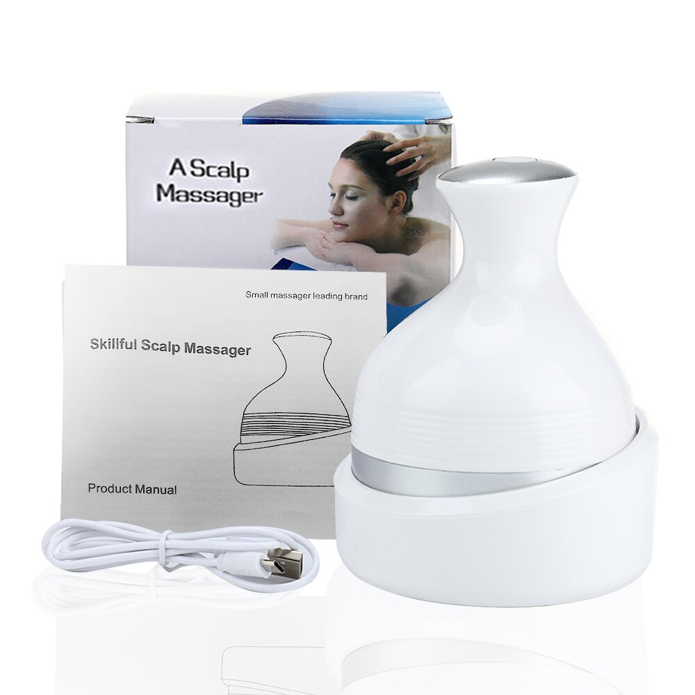 Masseur de tête électrique 3D étanche, Vibration sans fil, Massage du cuir chevelu, prévient la perte de cheveux, soulage la Migraine, Rechargeable par USB: Type 2