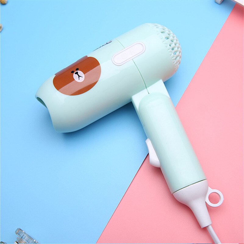 Hairdryer Mini Portable Foldable Handle Compact 1000W Hair Dryer Blow Dryer Wind Low Noise Long Life for Outdoor Travel: green / EU