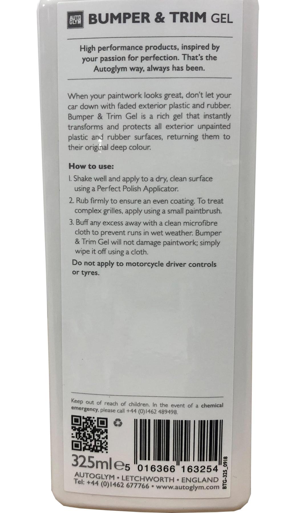 AutoGlym Bumper and Trim Gel External Plastic Buffer Polisher 325 ml