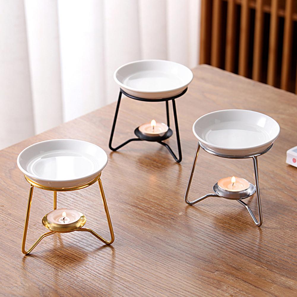 Vela de cera de hierro para quemador de aceite esencial, soporte para Tealight, ayuda para dormir, resistente al calor quemador de aceite esencial, suministros para el hogar