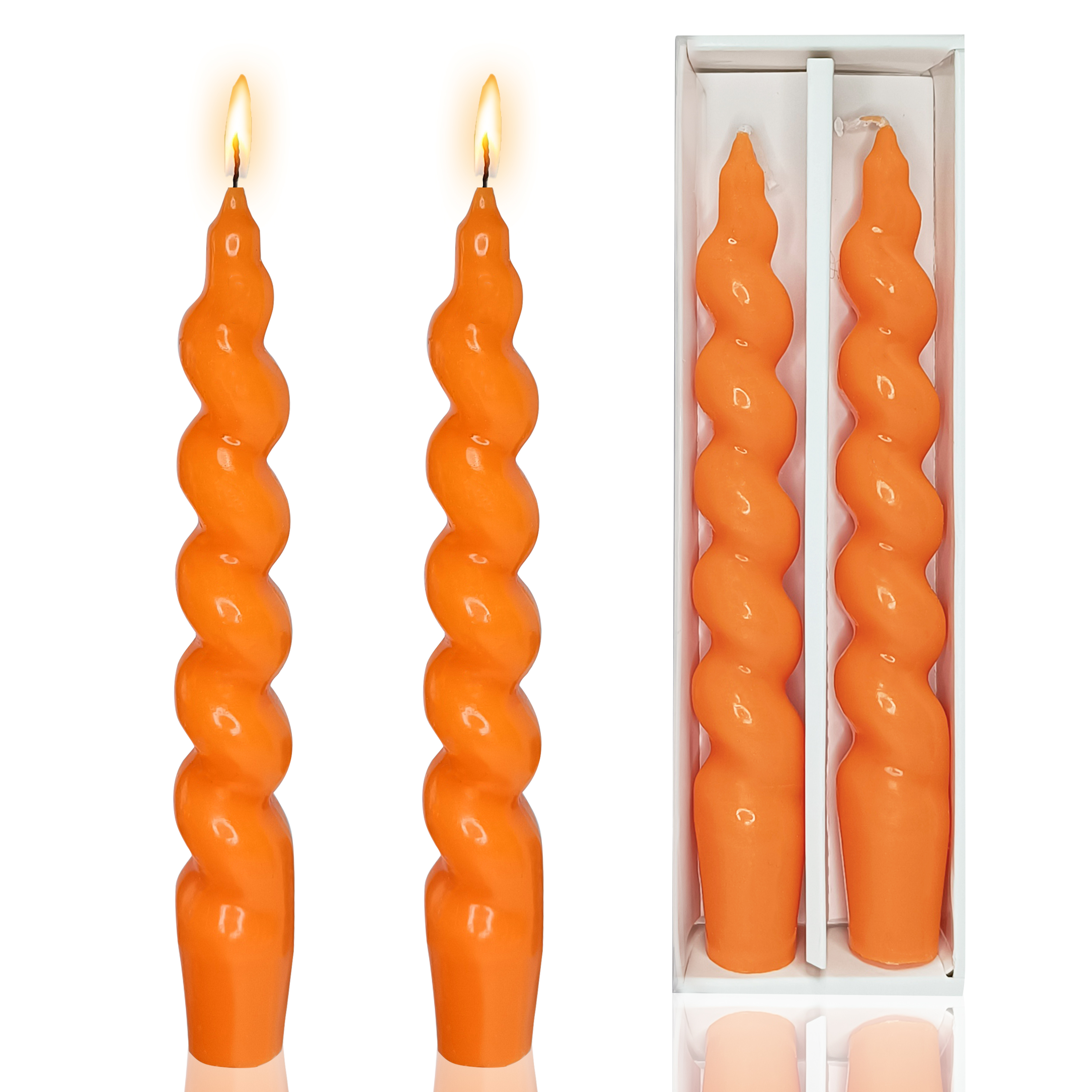 Set of 2 Spiral Taper Dinner Candles Unscented Twisted Candlesticks for Home Decor