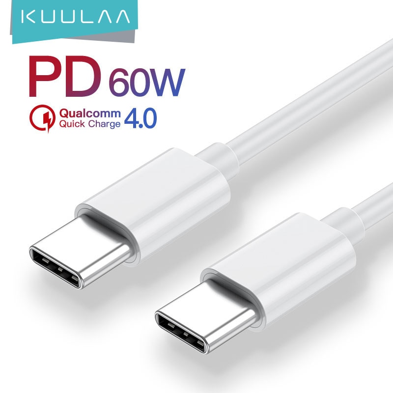 Kuulaa usbタイプc usbタイプcケーブル 60 ワットpd高速充電USB-Cケーブル急速充電 4.0 xiaomi redmi注 7 8 usb cコード