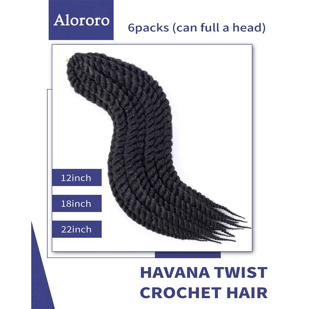 Alororo Havana Mambo Twist Crochet Braids 12'' 18'' 22'' Synthetic Hair Extension for Braids High Temperature Fiber Afro Braid