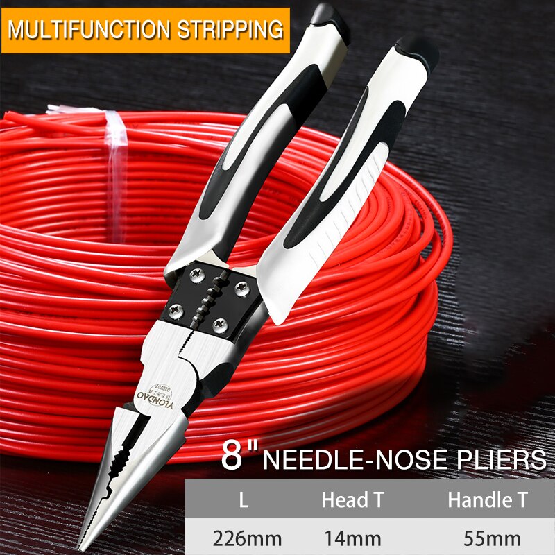 6 " 7 " 8 " multifunctionele tang met lange neus, hoge hardheid roestvrij staal, punttang: 8-1