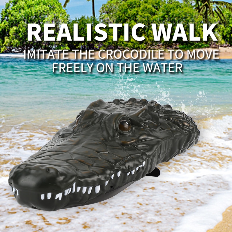 Rc animal 2.4g højhastigheds fjernbetjening båd simulering krokodille hoved sjov sjov sjov legetøj rædsel vandfartøj spoof legetøj