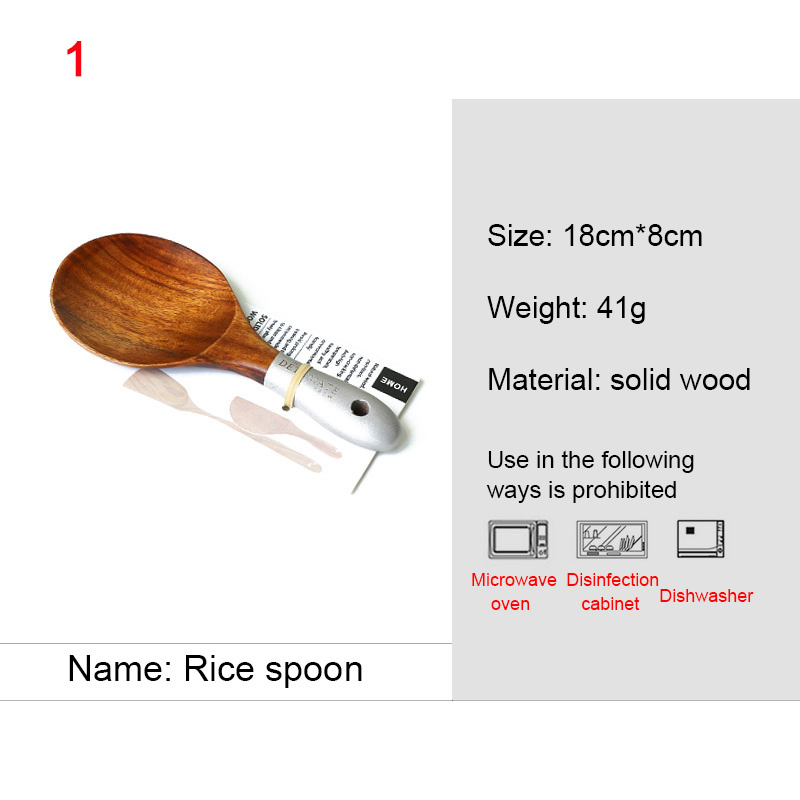 Houten Kookpotten Set Rijstsoep Opscheplepel Massief Houten Keukengerei Accessoires Kookgerei Set Non Stick Handvat Schop: Light Grey