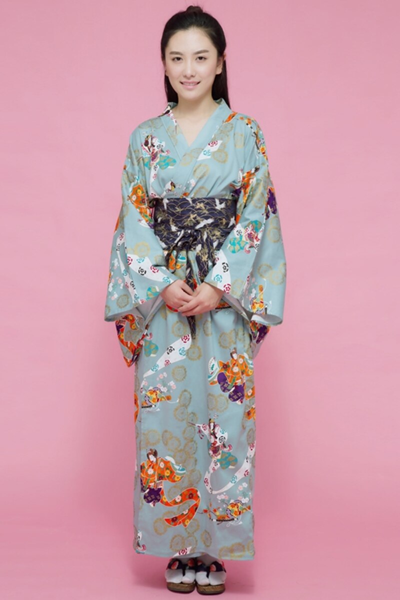 Yukata – Robe de soirée Kimono Vintage pour femmes, tenue de bain avec fleurs Obi, Costume de Cosplay geisha, H9020
