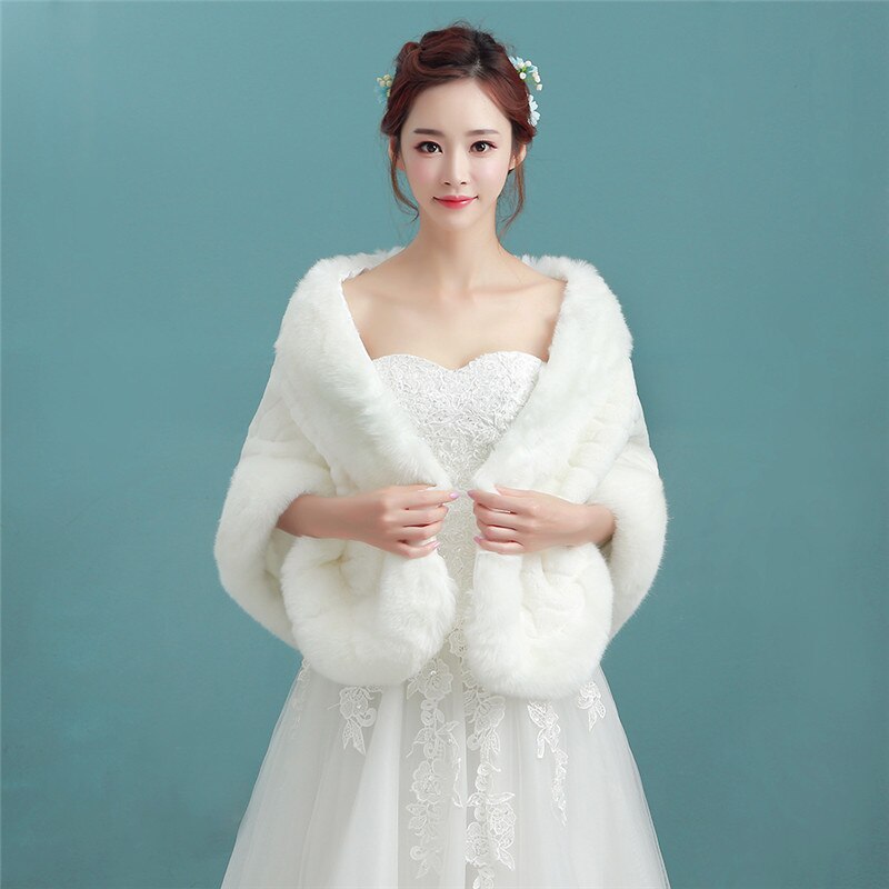 Chaqueta de novia de piel sintética para invierno, Boleros cálidos, lujosos, capa,