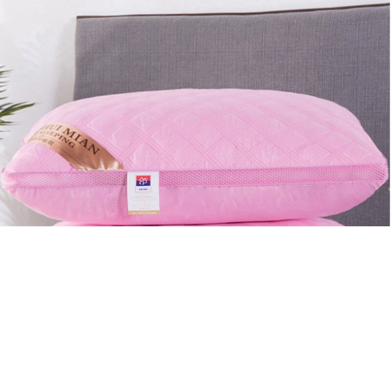 Almohada tridimensional de algodón y seda para el hogar almohada elástica suave de 5 estrellas para Hotel, almohadas para dormir para dormitorio, 1 unidad: Rosa