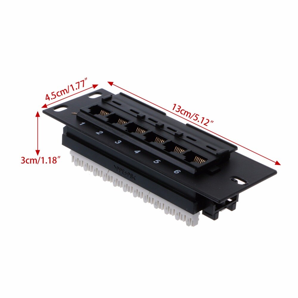 6 Port Ethernet LAN Network Adapter CAT5 CAT5E Patch Panel RJ45 Networking Wall Mount Rack Mount Bracket