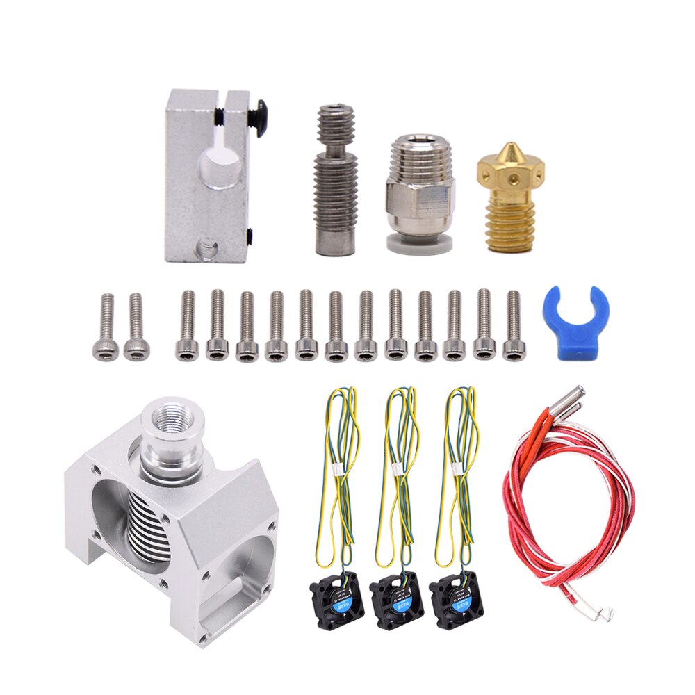 kit de tête d'impression E3D V6 en métal hotend, avec 3PC 3010 ventilateurs, dissipateur de chaleur circulaire et conduit de ventilateur de refroidissement