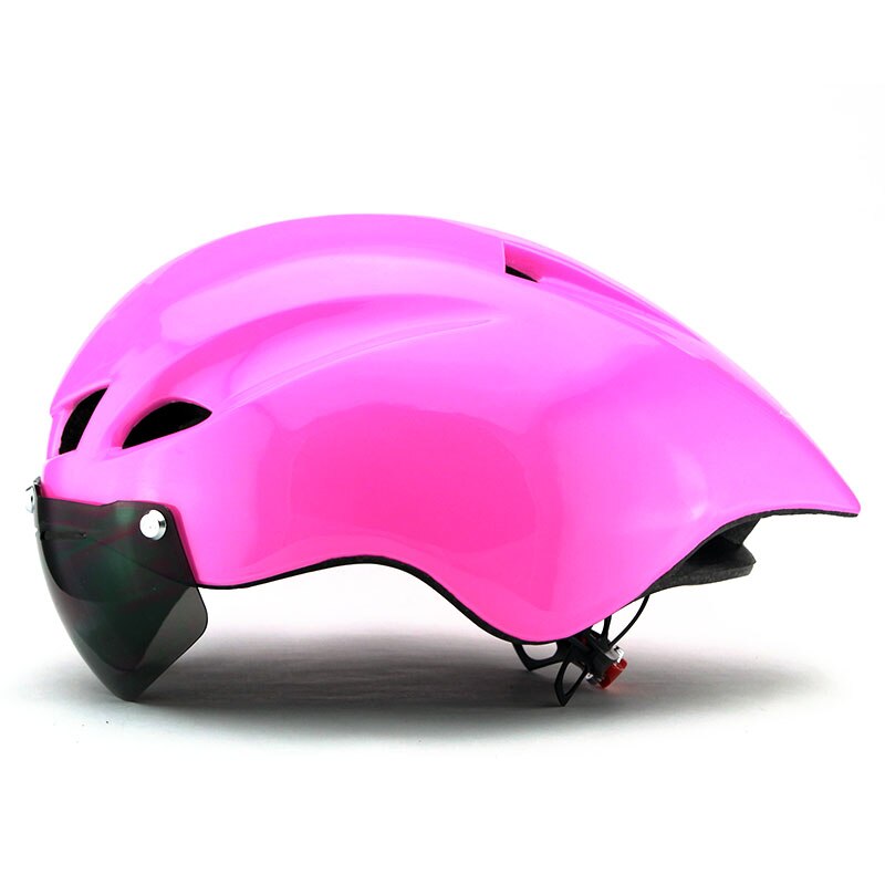 290g aero tt cykelhjelm beskyttelsesbriller cykling racercykel sportssikkerhed tt hjelm i skimmel cykel beskyttelseshjelm: Lyserød